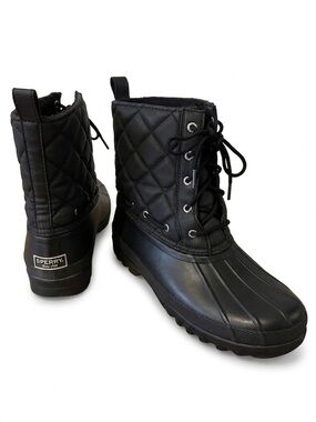 EUC Sperry Top-Sider Women's Gosling Duck Boot Black Waterproof Rainboot Spring